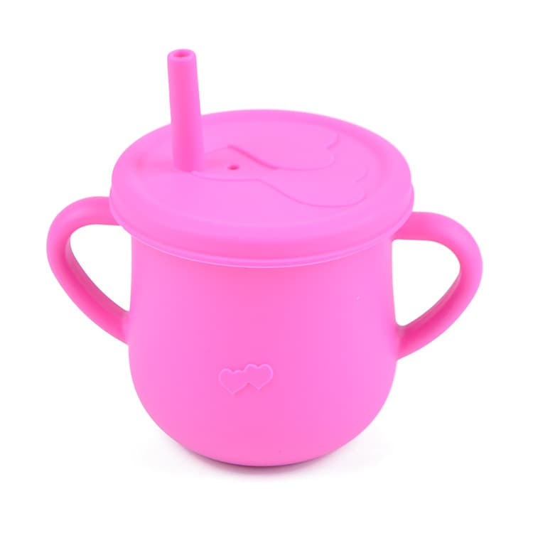 Tasse d'apprentissage en silicone avec paille 8