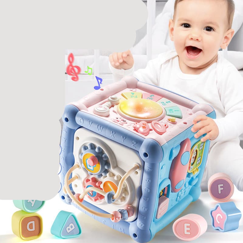 Cube d'Activité Musicale Bébé – Tambour et Blocs Géométriques