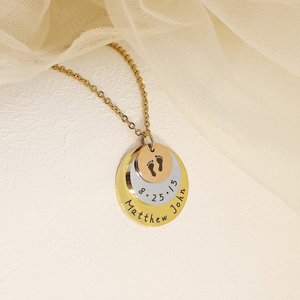 Collier Empreinte Naissance – Or & Acier 4