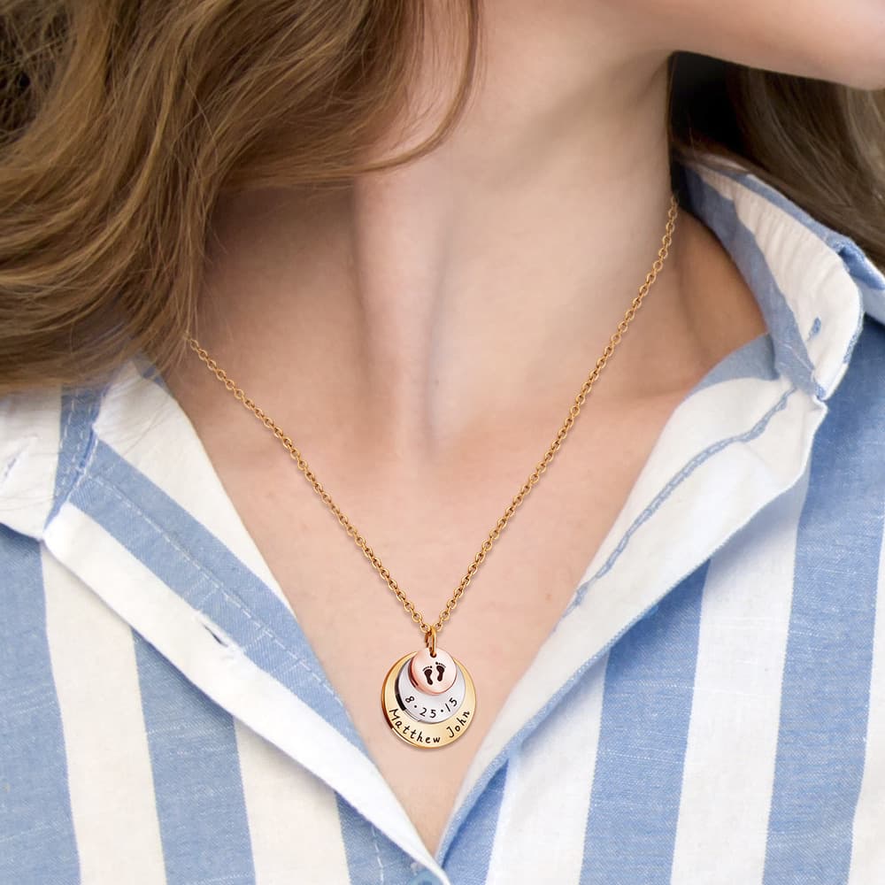 Collier Empreinte Naissance – Or & Acier 2