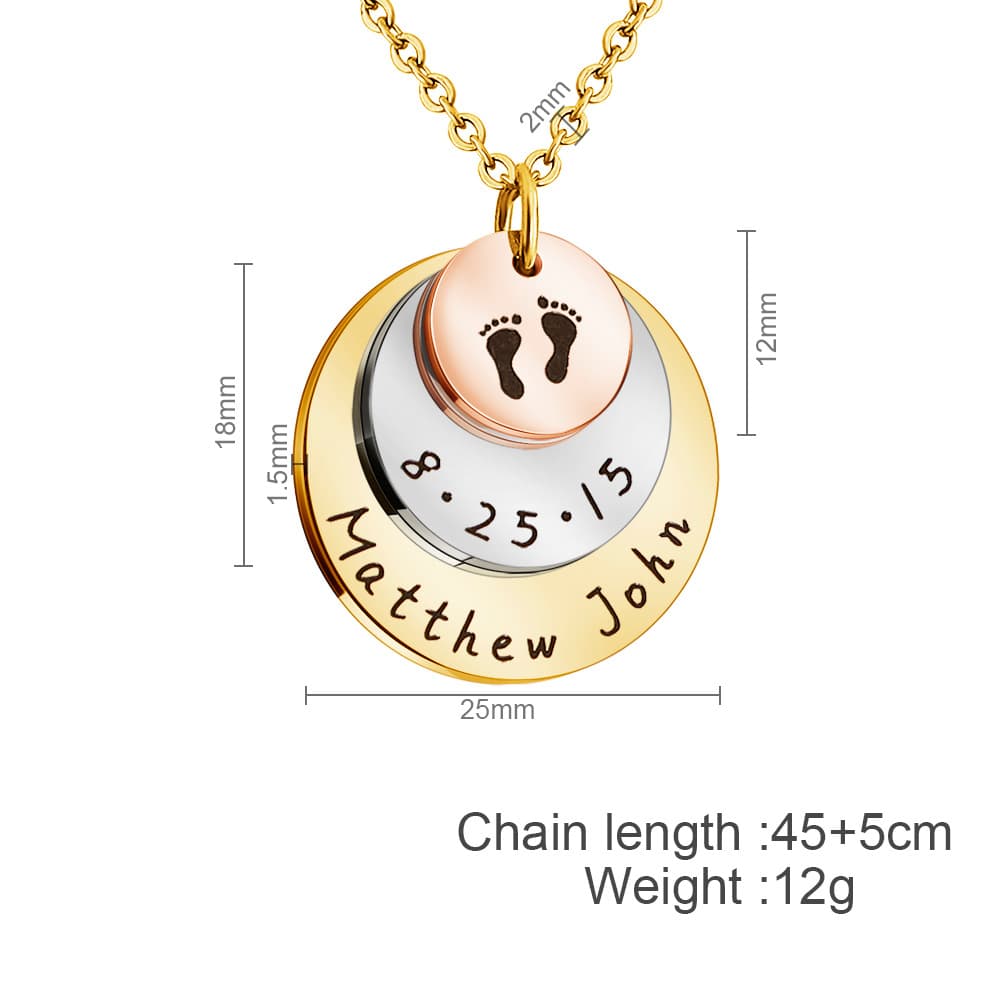 Collier Empreinte Naissance – Or & Acier 3