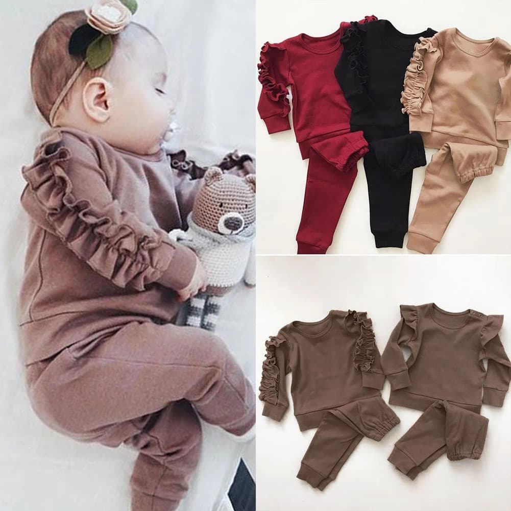 Ensemble Bébé Ruffles – Sweatshirt & Pantalon 2 pièces