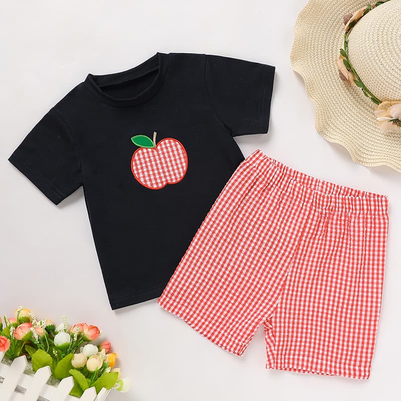 Ensemble Rentrée Garçon — T-shirt Appliqué + Short Vichy
