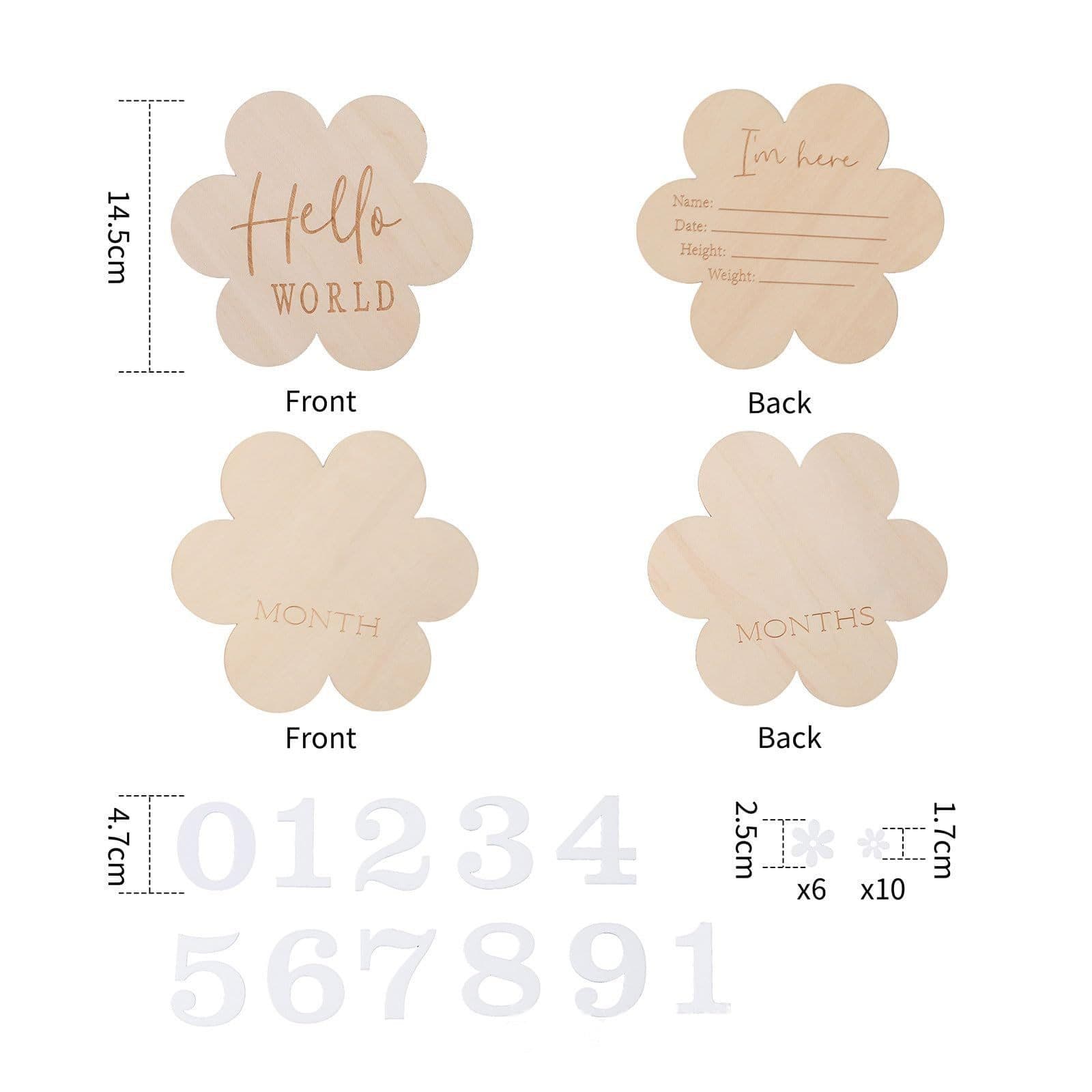 Cartes Jalons Bébé en Bois Fleur 6