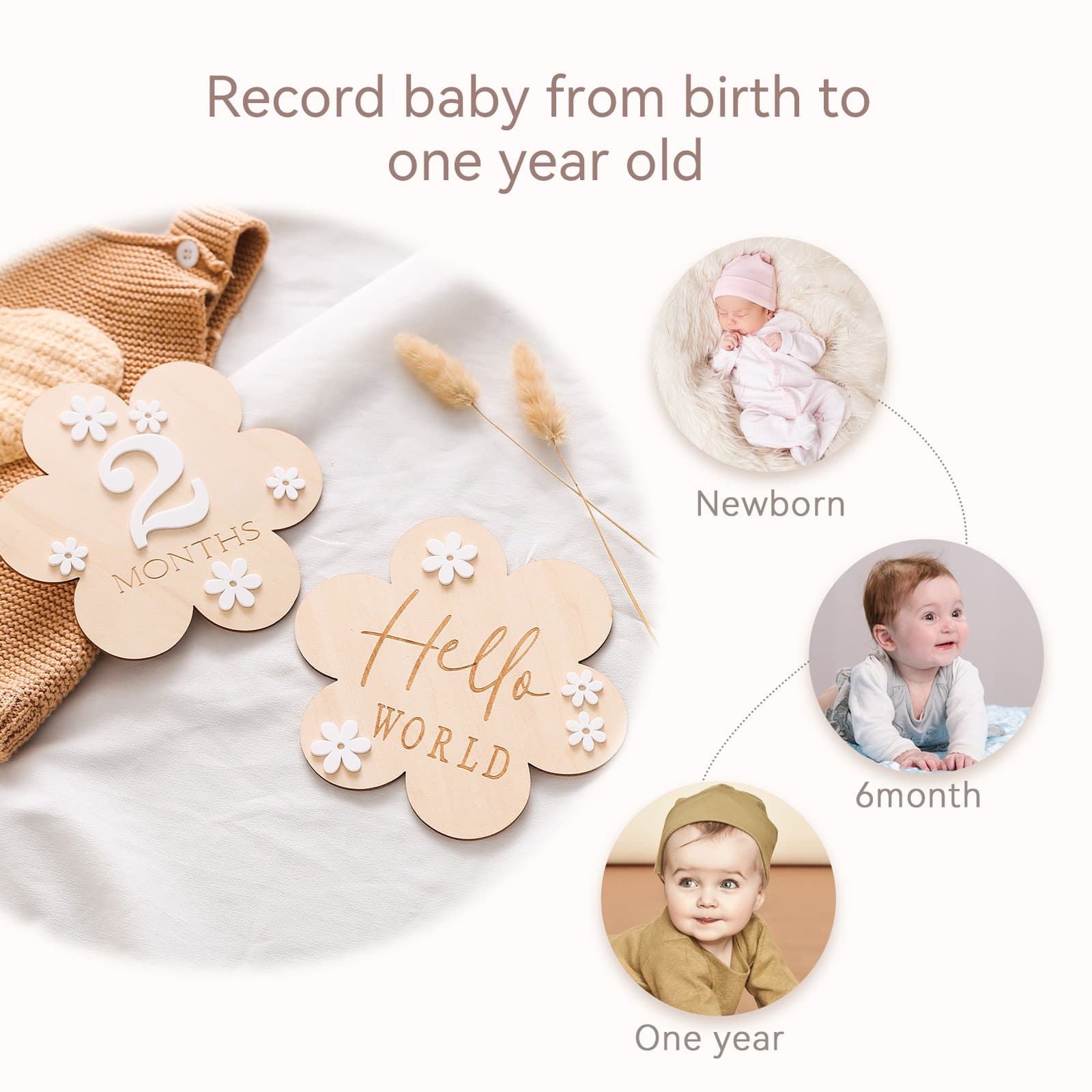 Cartes Jalons Bébé en Bois Fleur 3