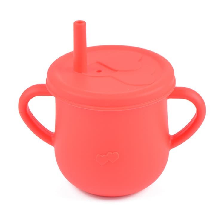 Tasse d'apprentissage en silicone avec paille 6