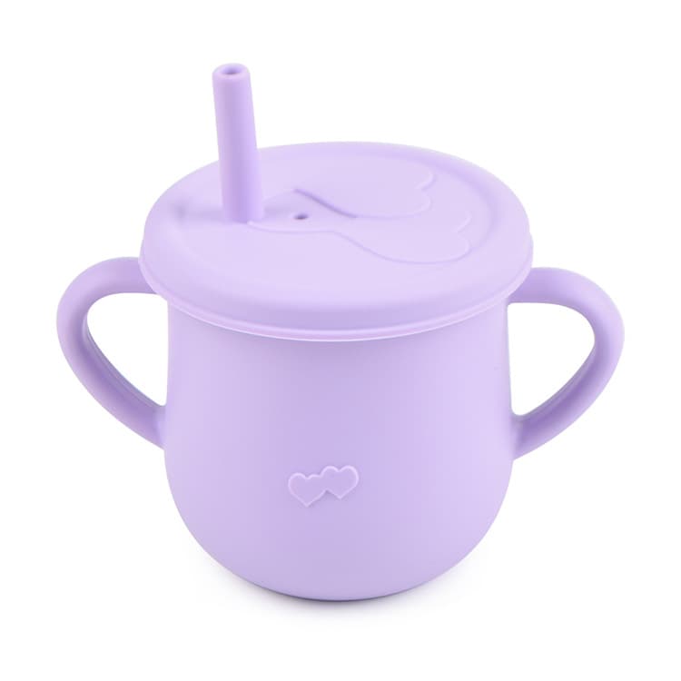 Tasse d'apprentissage en silicone avec paille 2