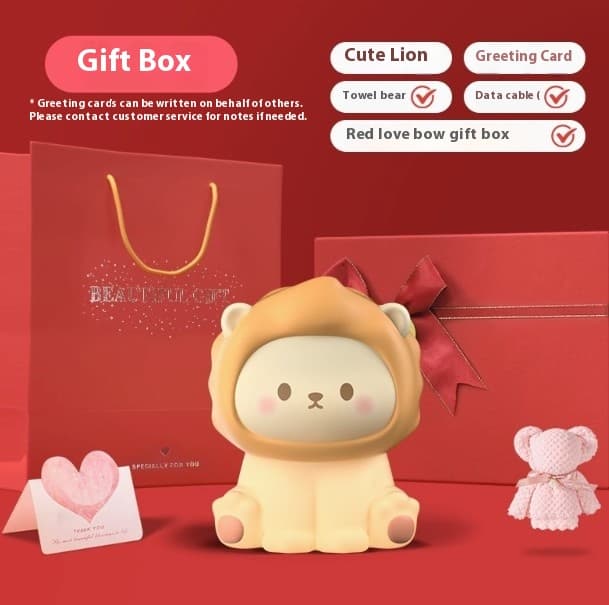Cute Lion Night Light Rechargeable – Veilleuse Silicone Dimmable 3 Niveaux 8