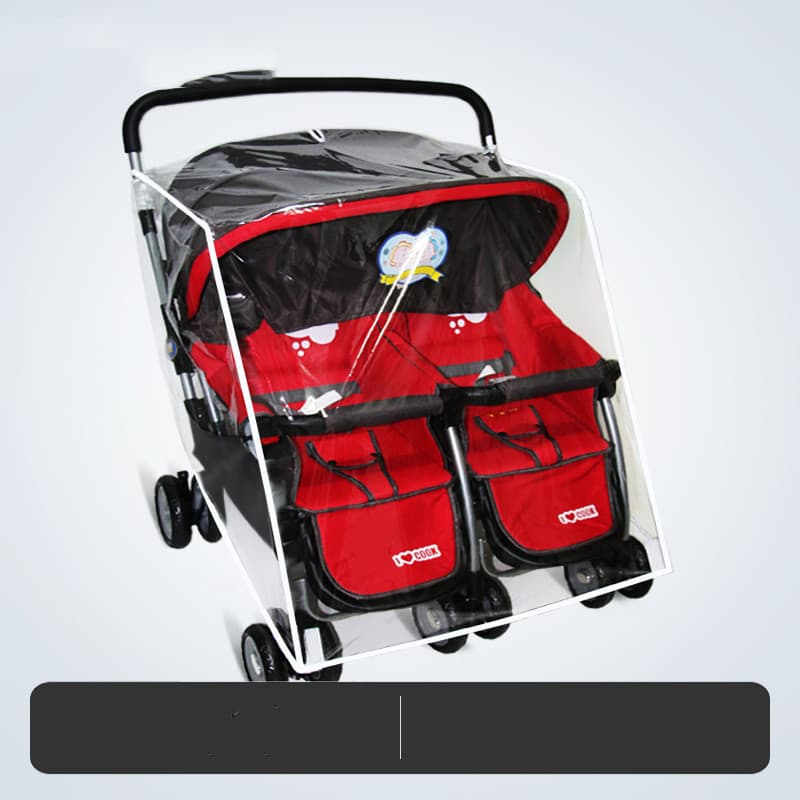 Housse de Pluie et Vent Universelle pour Poussette Jumeaux 3