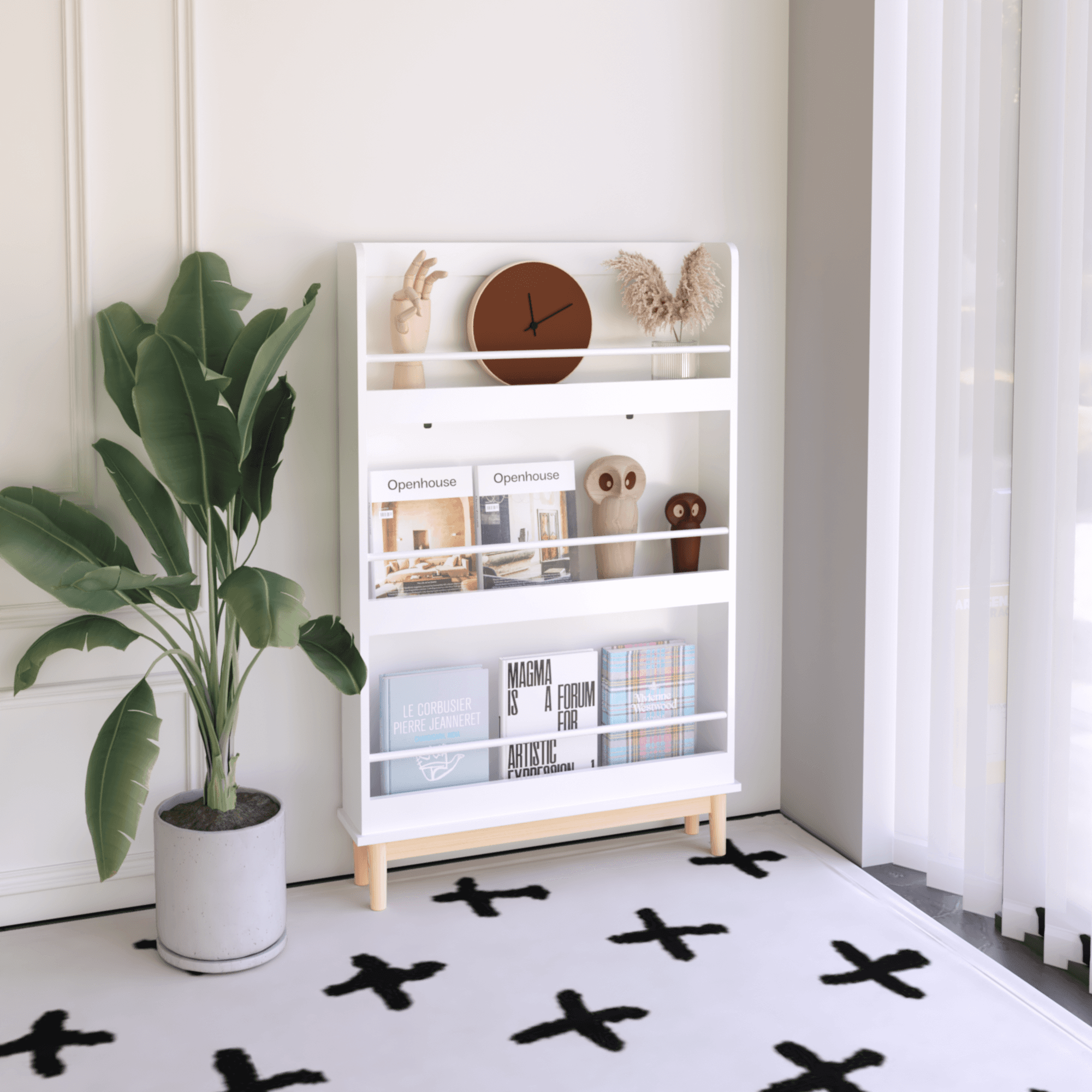 Étagère Murale Enfant 3 Niveaux – Blanc et Bois Naturel 2